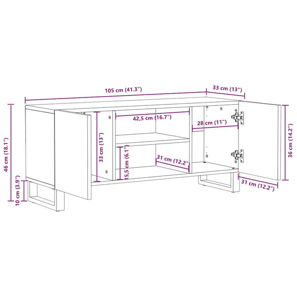 105 x 33 x 46 cm ruskea mangopuu TV-kaappi