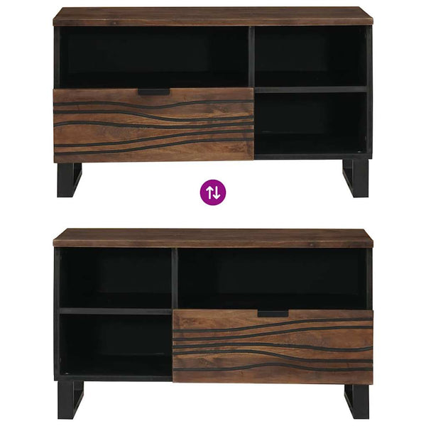 TV-kaappi laatikon kanssa Ruskea 80 x 33 x 46 cm täysi mangopuu