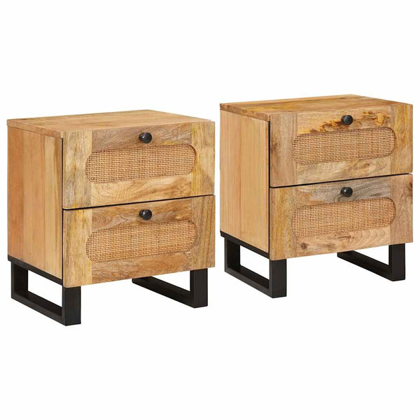 Luonnollinen yöpöytäkaappi 2 kpl 40 x 33,5 x 46 cm