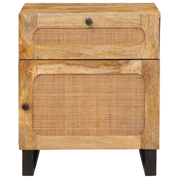 50 x 33 x 60 cm Yöpöytäkaappi Luonnollinen Kiinteä mango puu