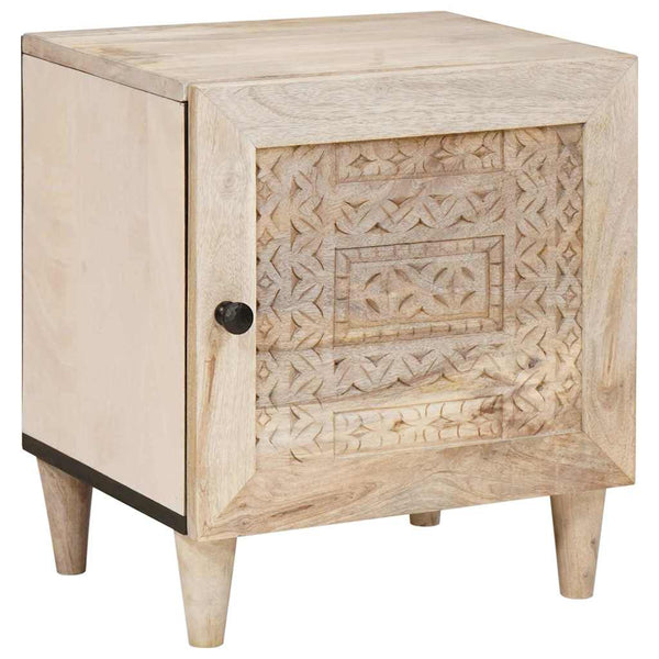 Beige yöpöytä 2 kpl 40 x 33 x 46 cm täyttä mangopuuta