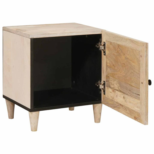 Beige yöpöytä 2 kpl 40 x 33 x 46 cm täyttä mangopuuta