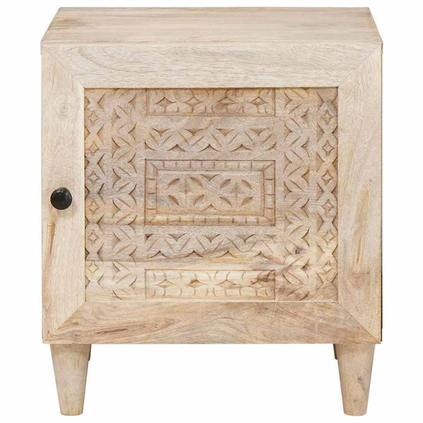 Beige yöpöytä 2 kpl 40 x 33 x 46 cm täyttä mangopuuta