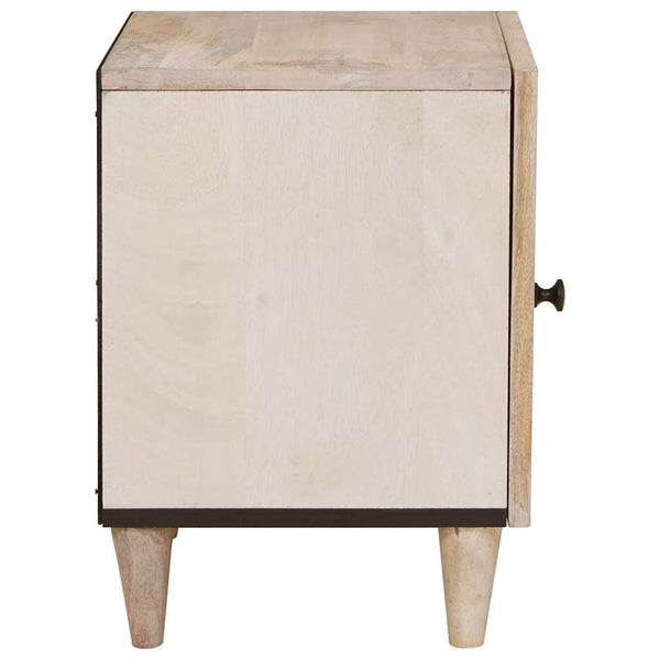 Beige yöpöytä 2 kpl 40 x 33 x 46 cm täyttä mangopuuta
