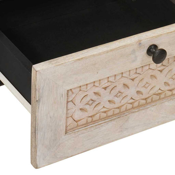 2 kappaleen beige yöpöytä täysestä mangopuusta 40 x 33 x 46 cm