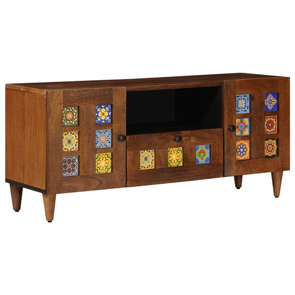 TV-kaappi ovella pähkinäpuu 105 x 33 x 46 cm Kiinteä mango puu