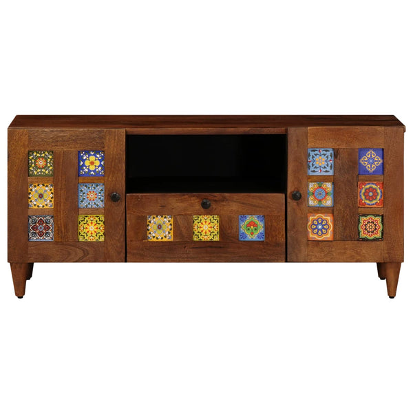 TV-kaappi ovella pähkinäpuu 105 x 33 x 46 cm Kiinteä mango puu
