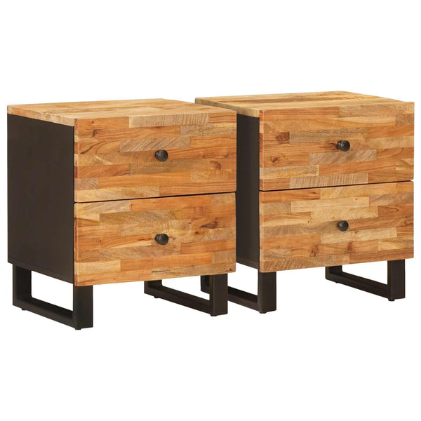 Ruskea yöpöytäkaappi 2 kpl 40 x 33,5 x 46 cm Kiinteä mango puu