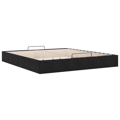 Ottomaanien sängyn runko ilman patjaa musta 200x200 cm sametti