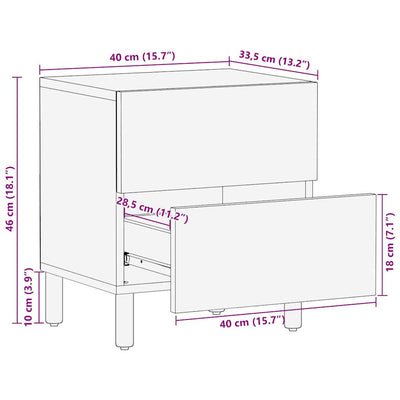 Sänkykaapit 2 kpl Musta 40x33,5x46 cm Massiivipuuta Mango