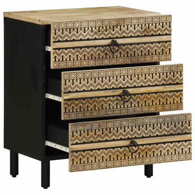 Musta sänkykaappi Leisha 50x33x62cm (massiivipuuta mango)