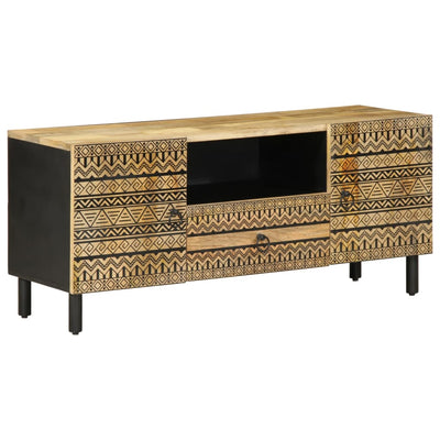 TV-kaappi musta 105x33,5x46 cm massiivipuuta mango