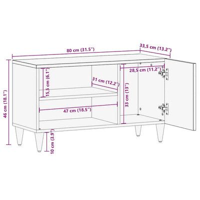 TV-taso 80x31,5x46 cm täysi mangopuu