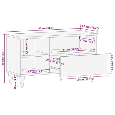 Tv kaappi Ergan 80x33,5x46cm (massiivipuu mango)
