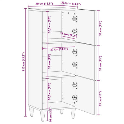 Highboard 40x33,5x110 cm Massiivipuu Mango