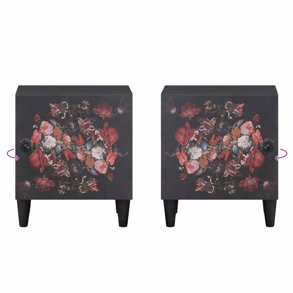 Yöpöytä ovella 2 pcs Musta 40 x 33 x 46 cm Kiinteä mango puu