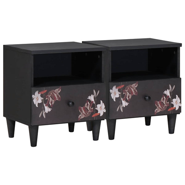 Yöpöytä 2 pcs Ruskea 40 x 33 x 46 cm Kiinteä mango puu