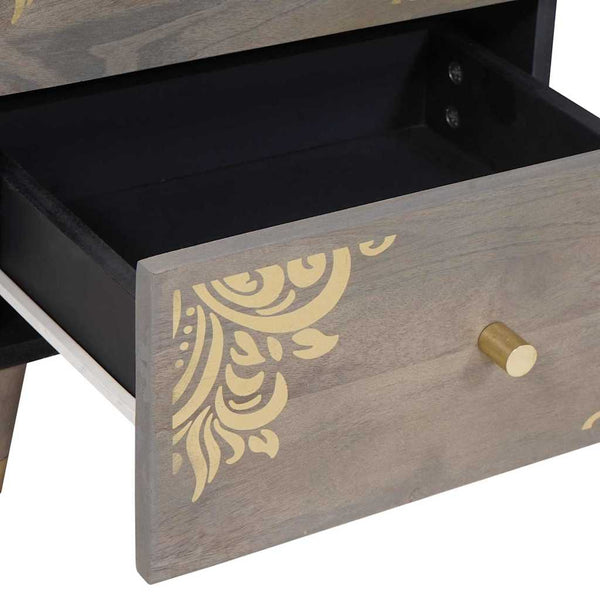 Yöpöytäkaappi Harmaa 40 x 33 x 46 cm Kiinteä mango puu