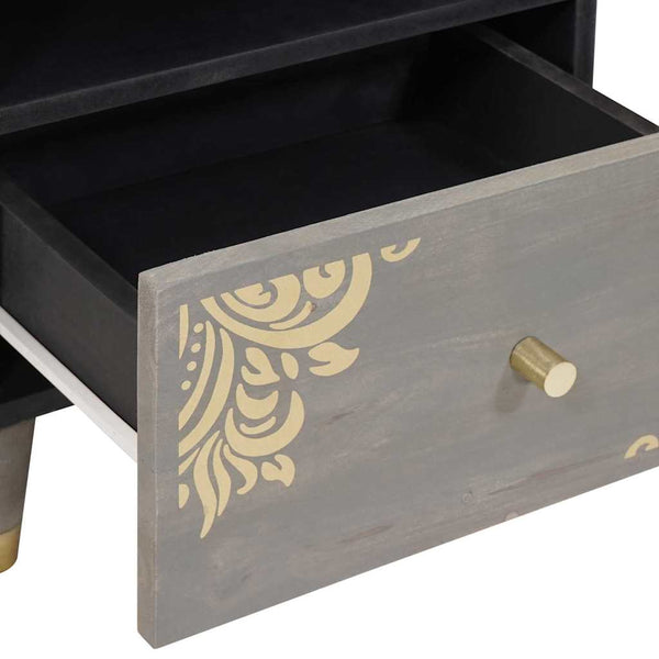 Yöpöytäkaappi Harmaa 40 x 33 x 46 cm Kiinteä mango puu