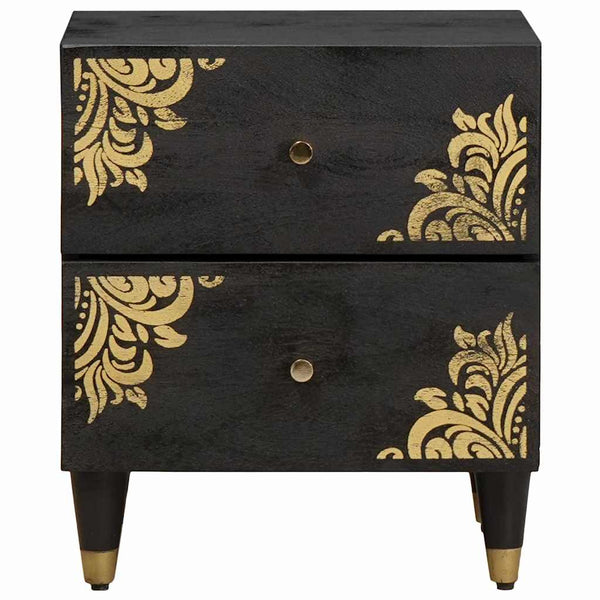 Yöpöytäkaappi Musta 40 x 33 x 46 cm Kiinteä mango puu