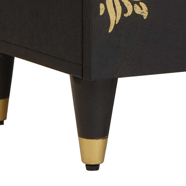 Yöpöytäkaappi Musta 40 x 33 x 46 cm Kiinteä mango puu