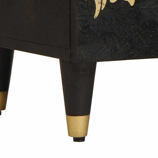 Sivupöytä hyllyllä Musta 40 x 33 x 75 cm Kiinteä mango puu