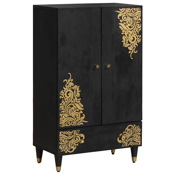 Korkea kaappi Musta 60 x 33 x 100 cm Kiinteä mango puu