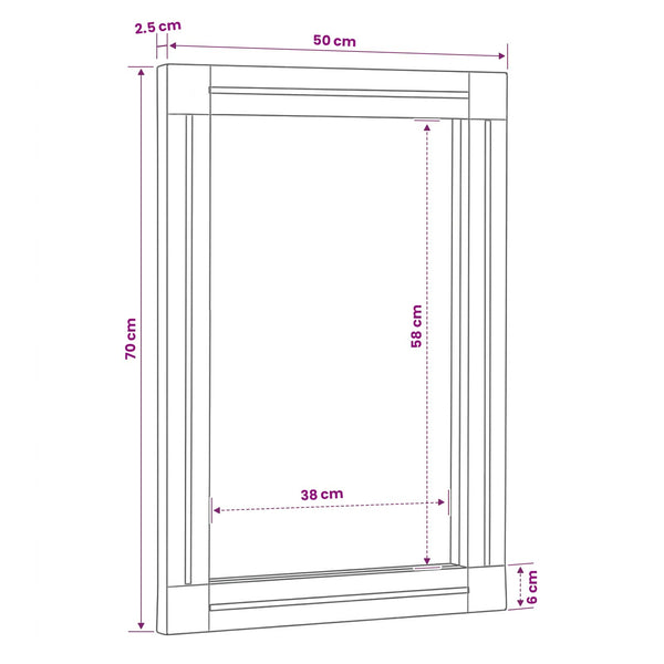 Peili Ruskea ja musta 70 x 50 x 3 cm Lasi Vain sisäkäyttöön
