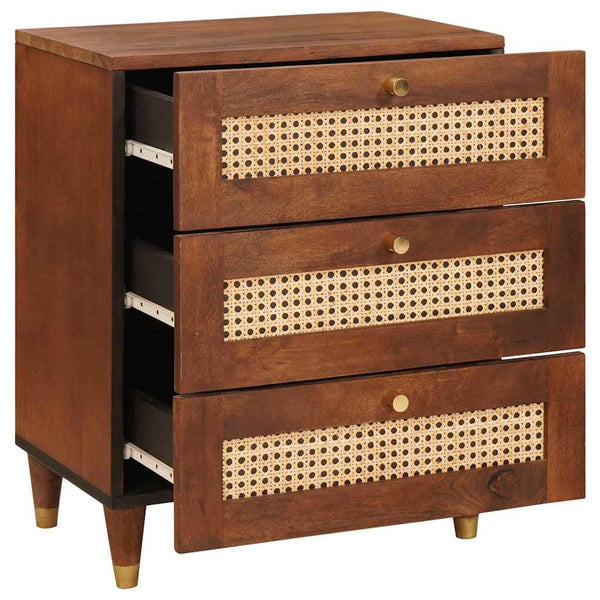 Yöpöydät Ruskea 50 x 33 x 60 cm Kaisla ja massiivinen mango-puu