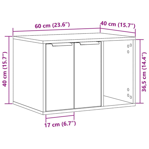 Kissanhiekkalaatikon kotelo Racz 60x40x40cm musta (puinen)