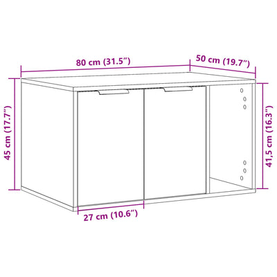 Kissanhiekkalaatikon kotelo harmaa 80x50x45 cm tekninen puu