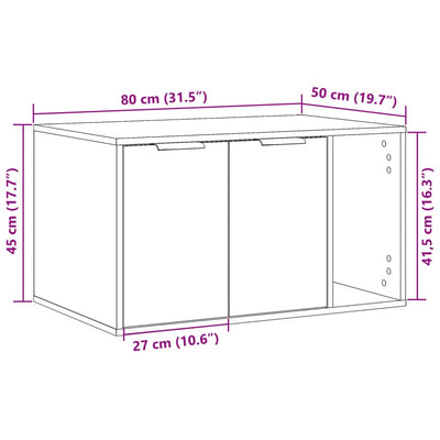 Kissanhiekkalaatikon kotelo tammi 80x50x45 cm tekninen puu