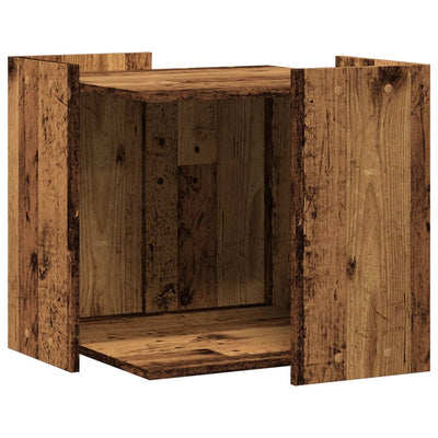 Kissanhiekkalaatikon kotelo vanha puu 53x53x51 cm tekninen puu