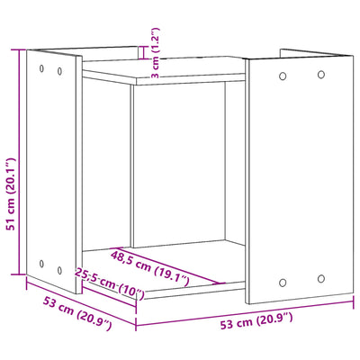 Kissanhiekkalaatikon kotelo vanha puu 53x53x51 cm tekninen puu