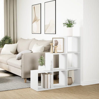 Huoneenjakaja 3 tasoa valkoinen 99x29x99 cm tekninen puu