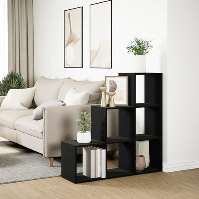Huoneenjakaja 3 tasoa musta 99x29x99 cm tekninen puu