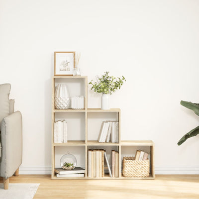 Sonoma-tammi huoneenjakaja Leuntina 99x29x99cm (3 tasoa, puinen)