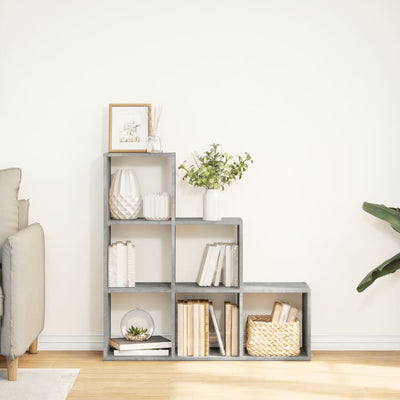 Huoneenjakaja 3 tasoa betoninharmaa 99x29x99 cm tekninen puu