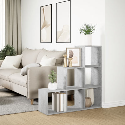 Huoneenjakaja 3 tasoa betoninharmaa 99x29x99 cm tekninen puu