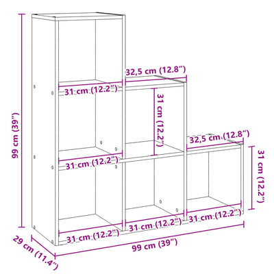 Huoneenjakaja 3 tasoa betoninharmaa 99x29x99 cm tekninen puu