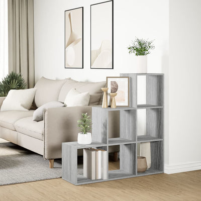 Huoneenjakaja 3 tasoa harmaa Sonoma 99x29x99 cm tekninen puu
