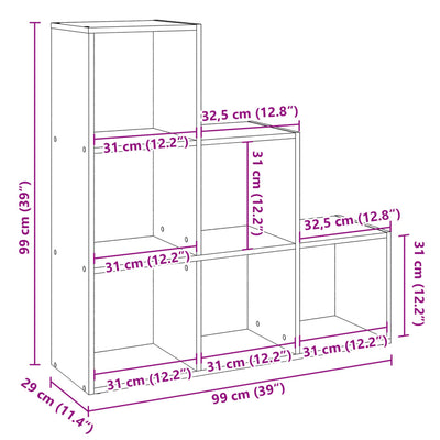 Huoneenjakaja 3 tasoa ruskea tammi 99x29x99 cm tekninen puu
