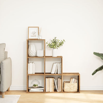 Huoneenjakaja 3 tasoa vanha puu 99x29x99 cm tekninen puu