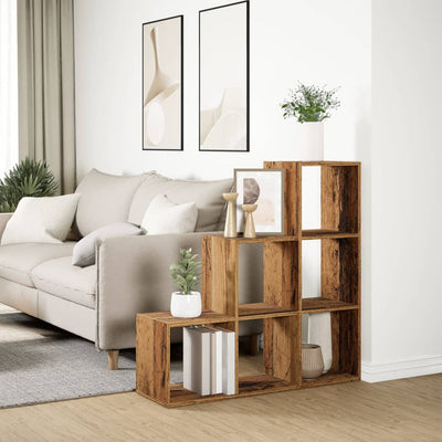 Huoneenjakaja 3 tasoa vanha puu 99x29x99 cm tekninen puu