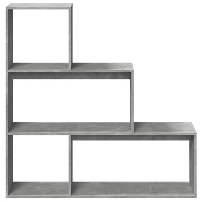 Huoneenjakaja 3 tasoa betoninharmaa 123x29x123 cm tekninen puu