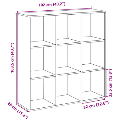 Huoneenjakaja/kirjahylly tammi 102x29x103,5 cm tekninen puu