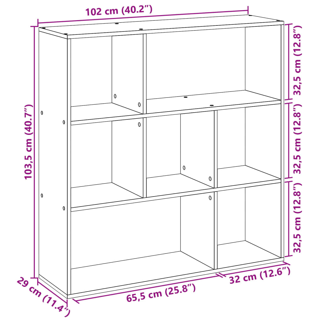 Harmaa kirjahylly/huoneenjakaja Norhan 102x29x103,5cm (puinen)