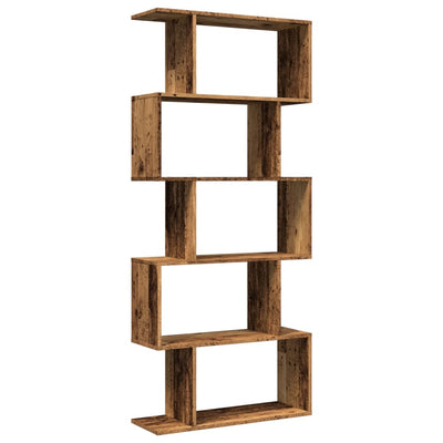 Huoneenjakaja 5 tasoa vanha puu 70x24x161 cm tekninen puu