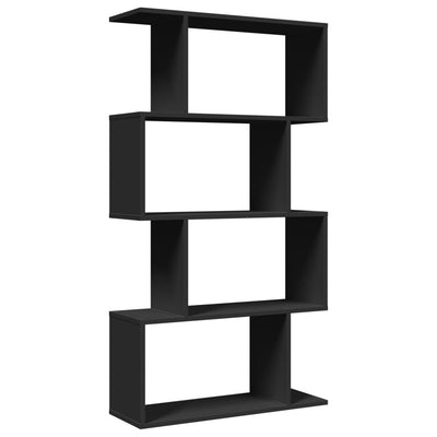 Huoneenjakaja 4 tasoa musta 70x24x129 cm tekninen puu