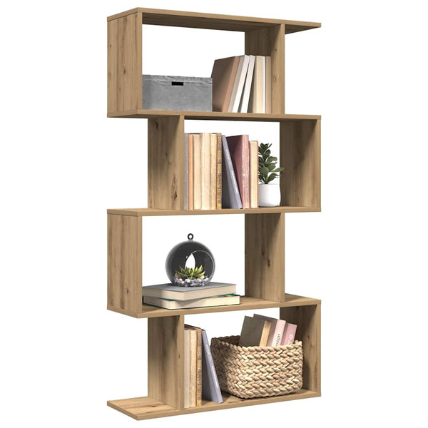 Huoneenjakaja 4 tasoa artesaani tammi 70x24x129 cm tekninen puu